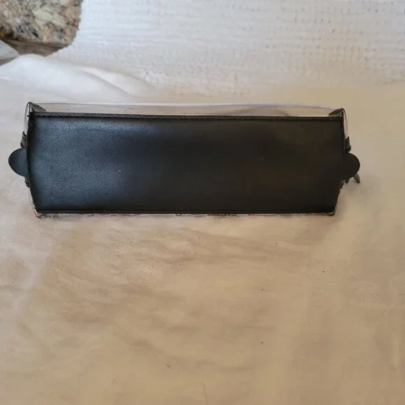 Victoria's Secret Cosmetic Bag Makeup Clear zippered w/sequins Logo black trim - Picture 2 of 7